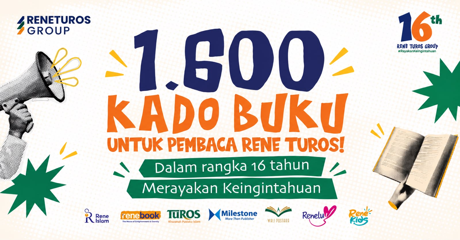 HUT ke-16, Rene Turos Group Bagikan 1.600 Kado Buku: Ini Syarat dan Cara Ikutnya